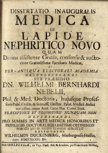 Dissertatio Inauguralis Medica de Lapide Nephretico Novo